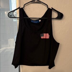 Black Tank Top with American Flag Patch